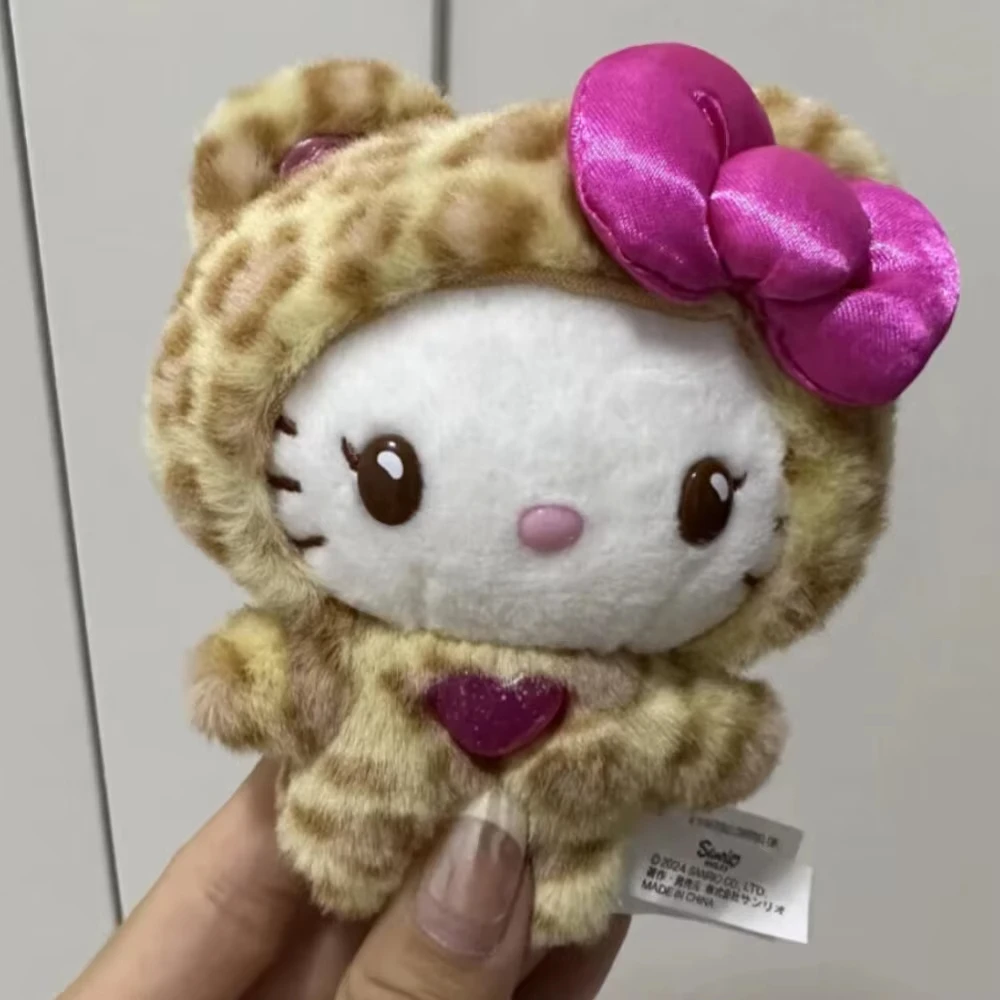 

Hello Kitty Sanrio Leopard Print Bear Series Pendant Keychain Kitty Cat Pendant Keychain Bag Accessorie Cute Cartoon Plush Doll