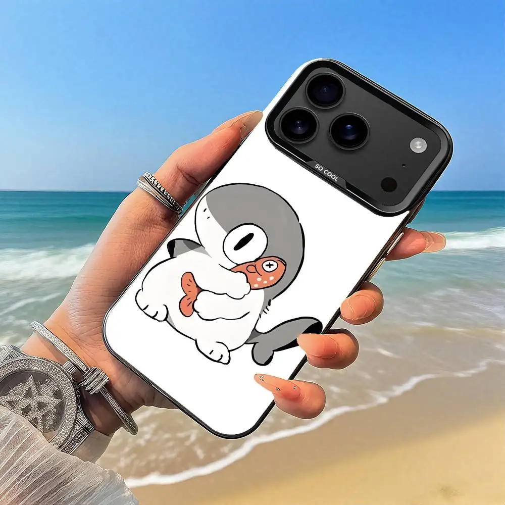 Cute Cat Shark Phone Case Black case for iPhone17,16,15,14,13,12,Pro,Max,Plus,E,SE4,Air,Mini