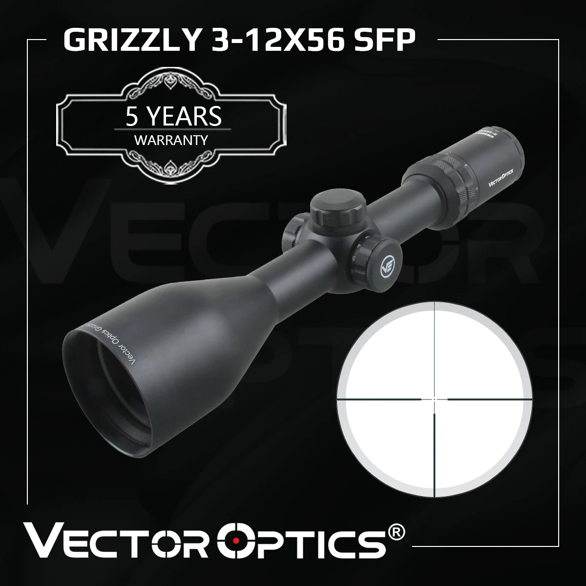 

Vector Optics Grizzly 3-12x56 Riflescope Hunting 3-12x 56mm Rifle Scope German #4 Glass Reticle With Red Illuminated Dot