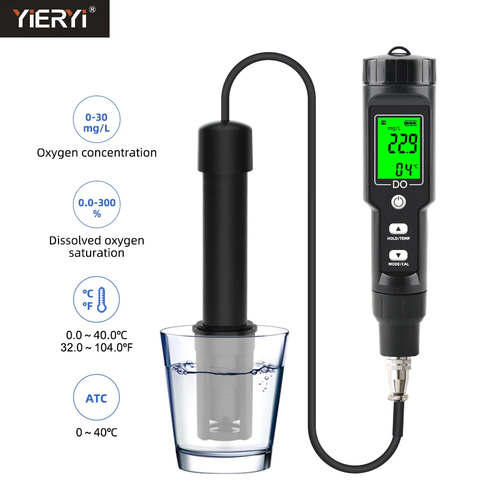 Digital Dissolvido Oxigênio Medidor Água do Tester Atc Eletrodo de Enchimento Fluido para Aquarium Fish Pond e Aquaculture 0.040.0 mg l