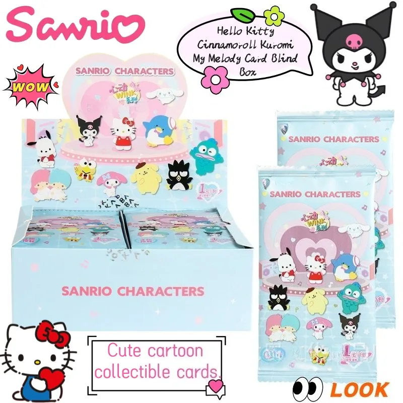 

Sanrio Hello Kitty Cinnamoroll Kuromi My Melody мультфильм аниме тематические слепая коробка карты творчески милые каваи коллекционные карты.