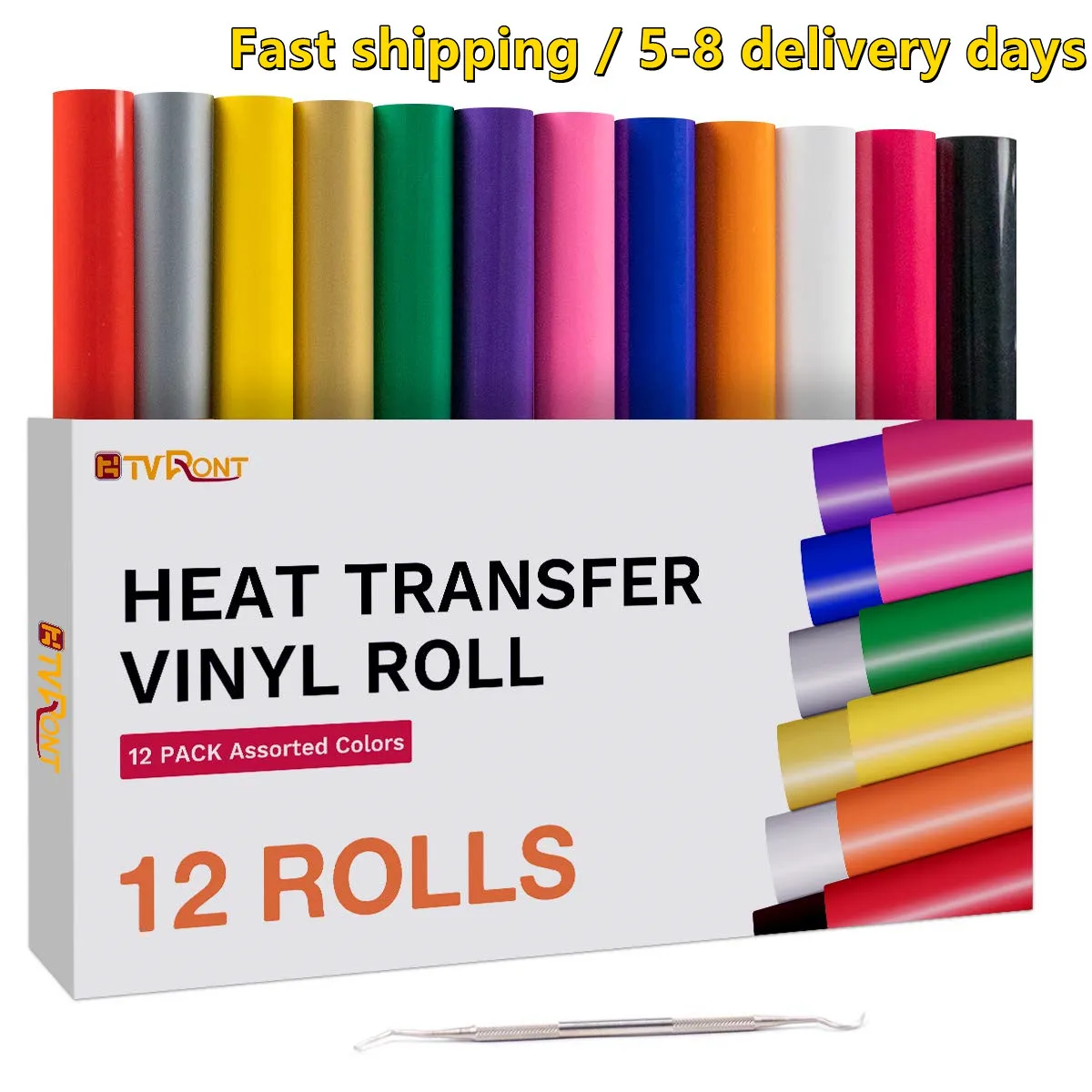 HTVRONT 12 Pack 12inX5ft Multi Colors Heat Transfer Vinyl Roll for Cricut DIY T-shirt Hat Printing  Iron on HTV Film Gift