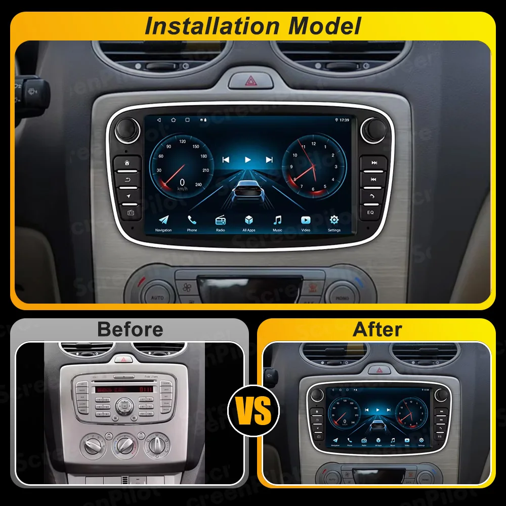 Car Radio 7inch Fascia Frame For Ford Focus 2 S-Max Mondeo Mk4 9 Galaxy C-Max Kuga Car Wifi Multimedia Video Playe Autoradio GPS