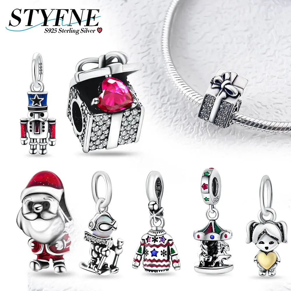 

Original Sterling 925 Silver Playful Santa Moveable Nutcracker Dangle Charm Bracelet Women's Jewelry Gift