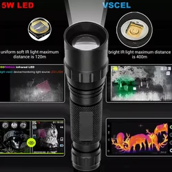 Infrared Complement 7W VCSEL 850nm/940nm Zoom Infrared Flashlight with Mute Adjustable Power 810nm IR Light