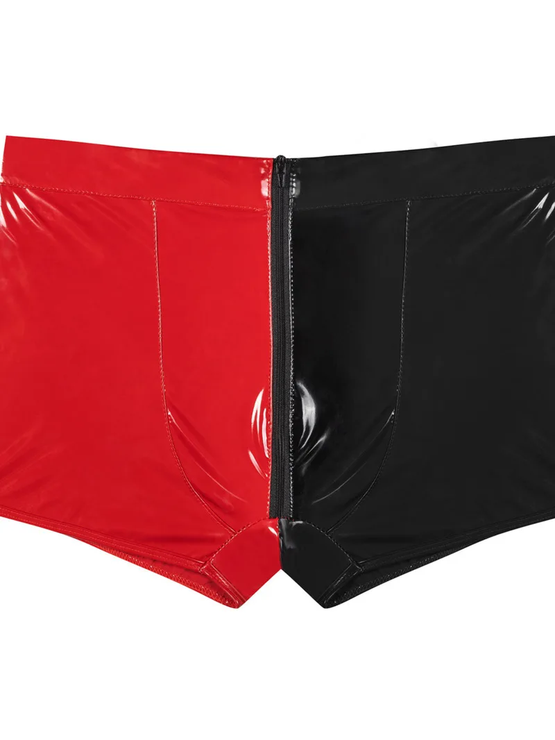 2024 novo sexy pvc alto brilho couro patente cor bloqueando shorts masculino cintura alta inodoro tamanho preciso shorts finos ejvo