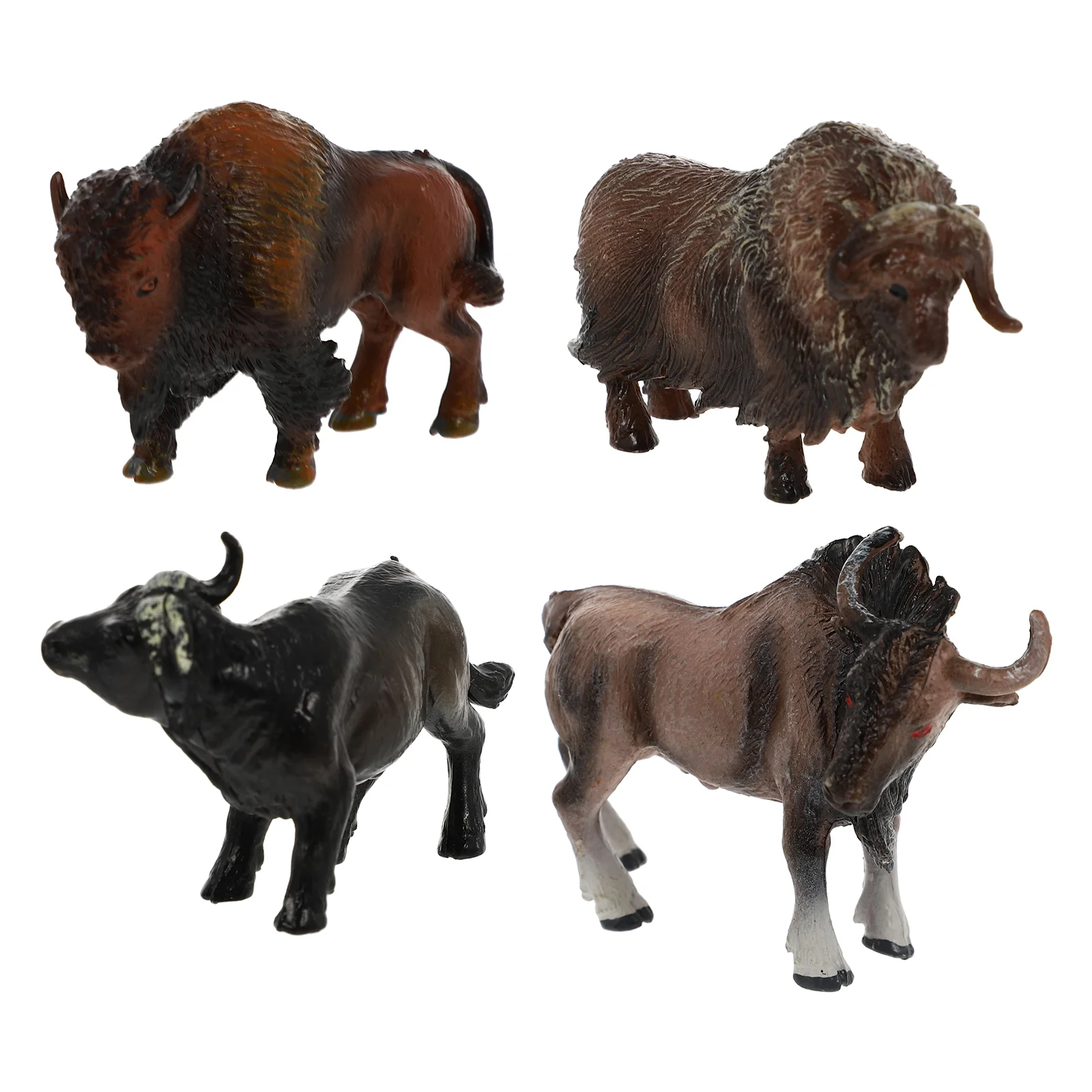 Modelo de juguete de vaca, adorno en miniatura, modelos de relleno, decoración del hogar, animales salvajes, adornos bonitos simulados de plástico, 4 Uds.