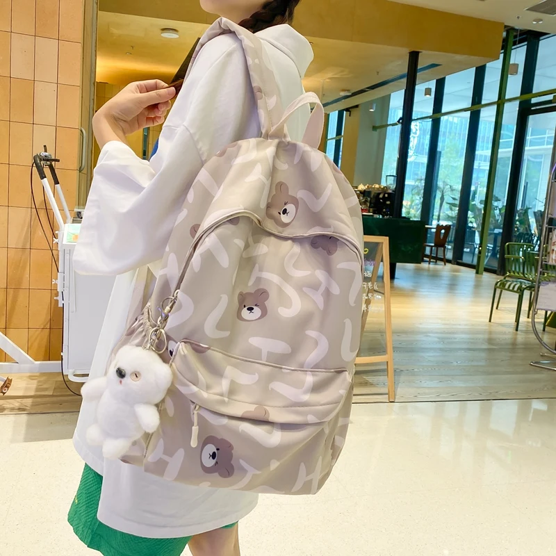 حقائب ظهر نسائية لطيفة مقاومة للماء من النايلون حقيبة ظهر مدرسية للطالبات والفتيات Kawaii حقيبة كتب للكمبيوتر المحمول Mochilas