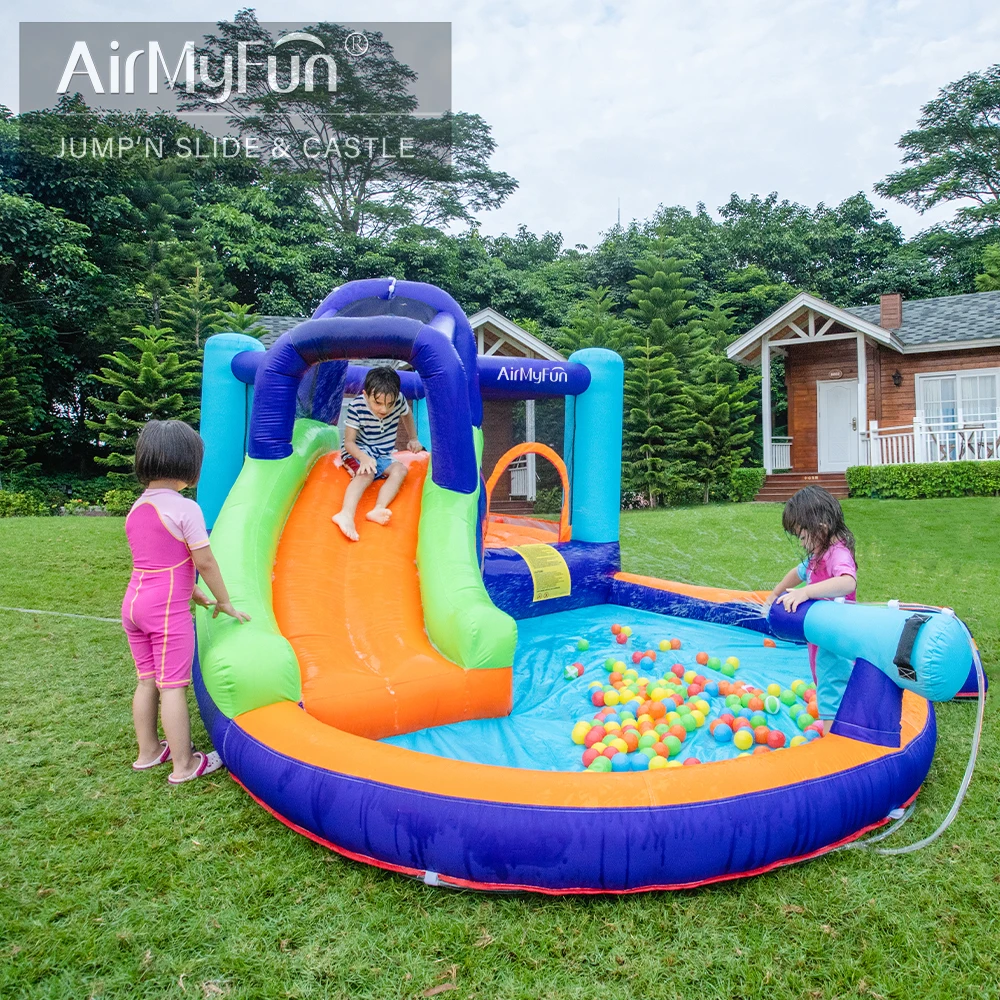 AirMyFun Summer Children Happy Home Party Water Inflatable Jump House Inflatable With Pool Outdoor Inflatable Bounce House
