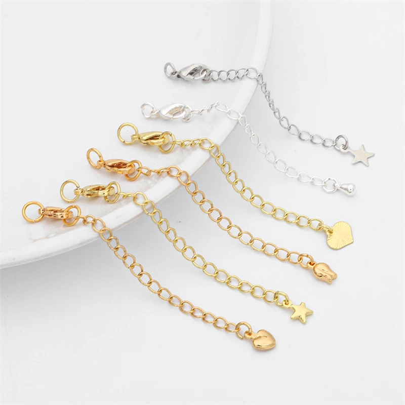 1/5pcs 75mm Metal Extension Extended Tail Chains with Lobster Clasps Connector DIY Bracelet Necklaces Jewelry Making Findings