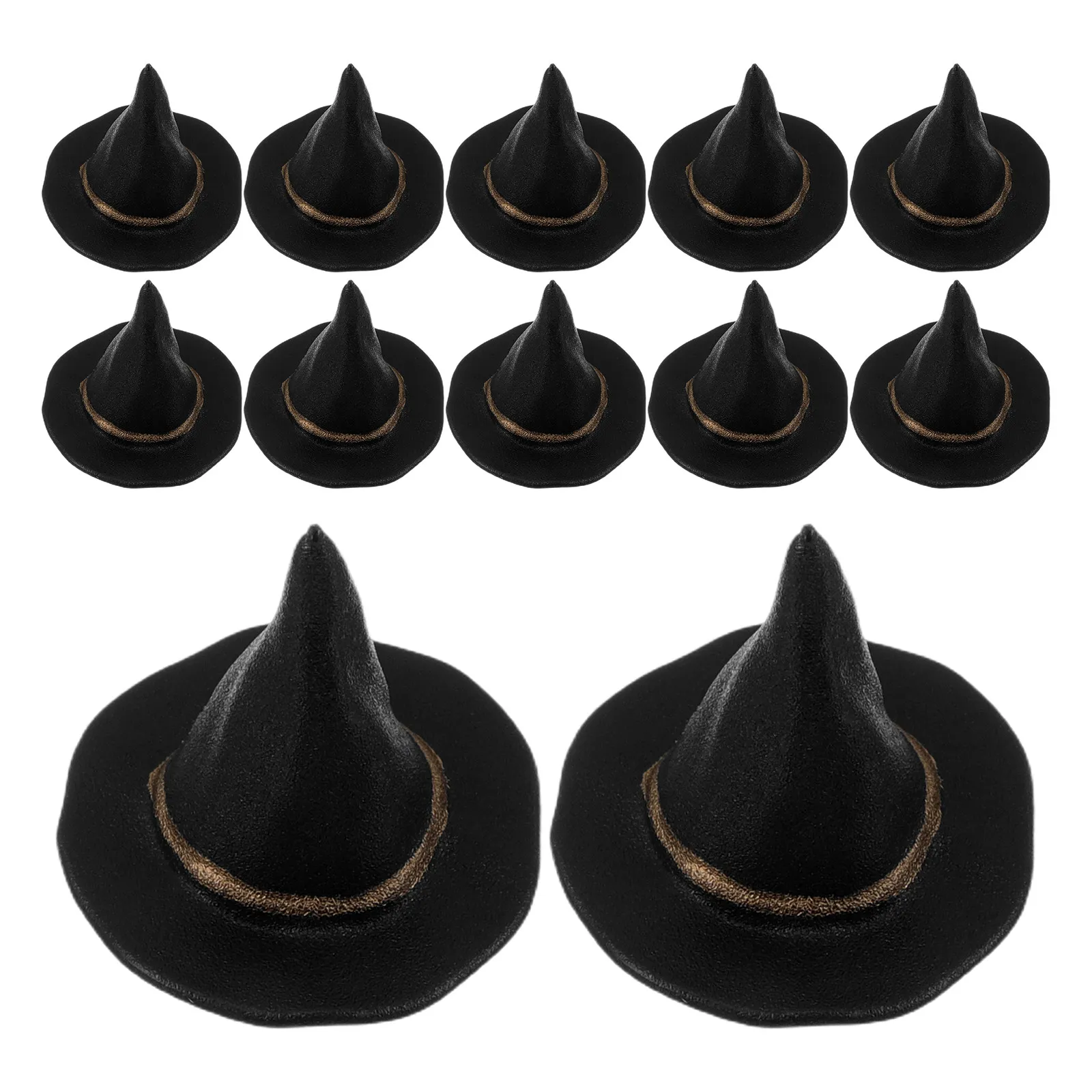 24pcs Mini Witch Hats Miniature Black Dollhouse Decor Diy Halloween Party Decoration - Tiny Craft Hats For Wine Bottles