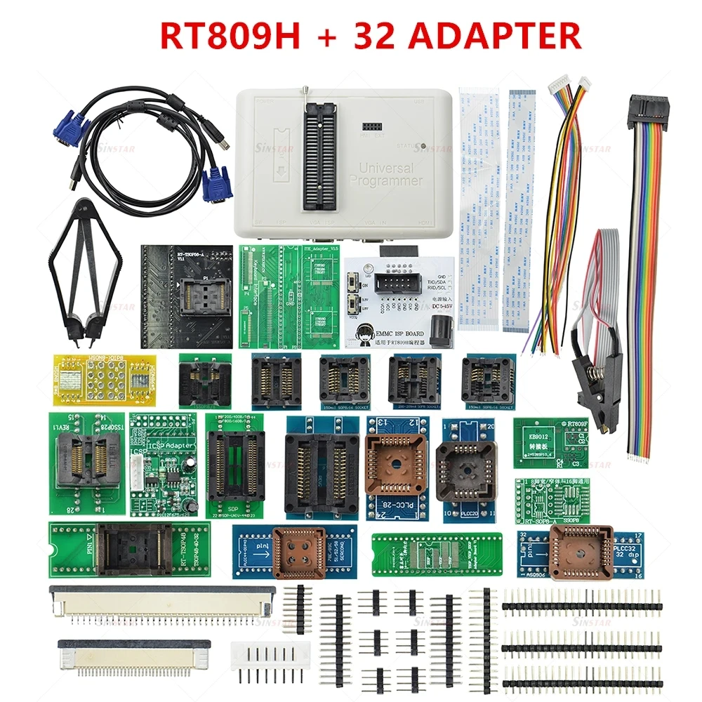 RT809H Universal Programmer EMMC-Nand FLASH Programmer with Adapters Edid Cable