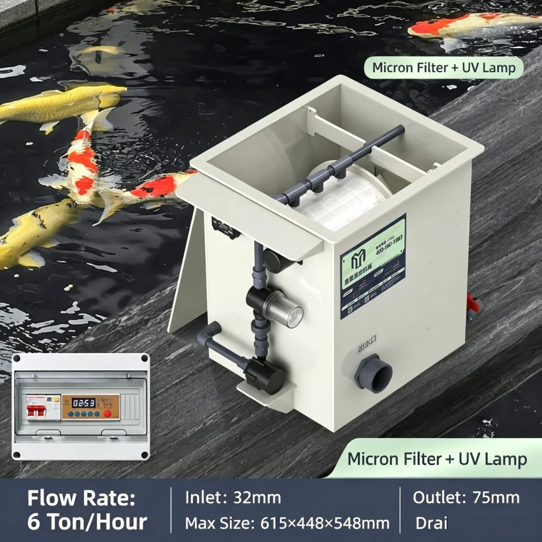 Koi Pond Rotary Drum Microfilter Yumeng Automatic Back‑Washing Fish Pond Filter Complete Aquaculture Water Circulation Purificat