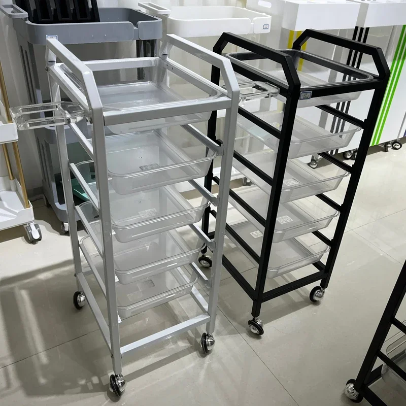 Hair Cart Hair Salon Tools Beauty Trolley Hot Dyeing Storage Rack Barber Shop Storage Cabinet