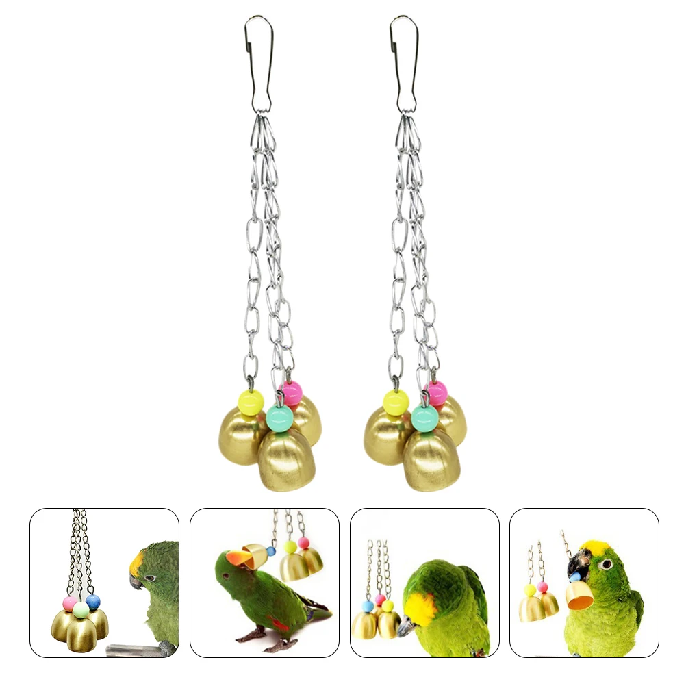 

NOLITOY 2pcs Parrot Hanging Bell Toy for Cockatiel Parakeet Small Birds Alloy Pet Bird Toys Supplies