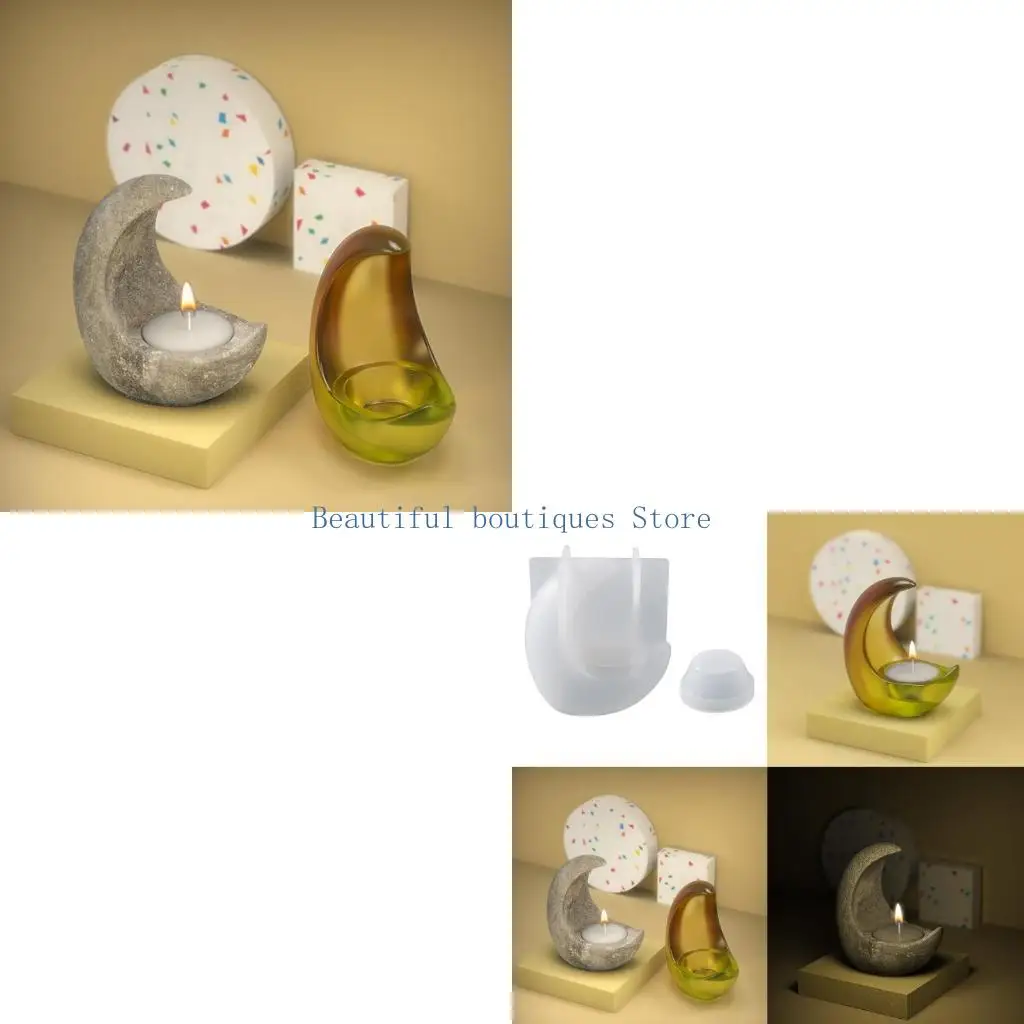 

U4LF формы для подсвечников в форме луны, 3D силиконовая форма для подсвечников для поделок из смолы своими руками