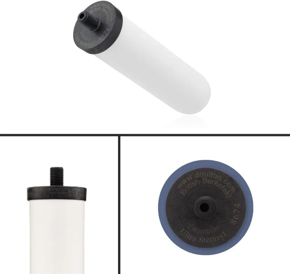 Vela de cerámica británica Berkefeld 8674 Ultra Sterasyl para sistema de agua por gravedad de encimera montaje corto 7" - paquete de 4