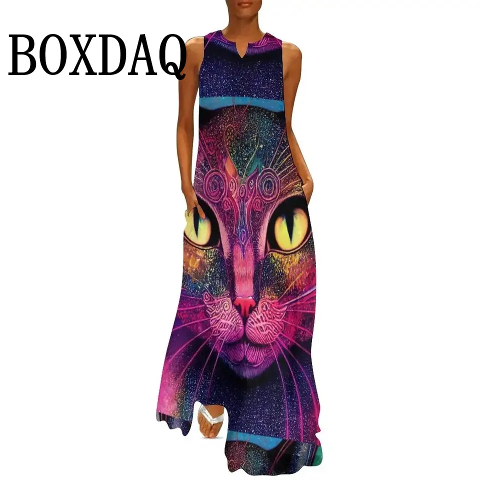 Robe Longue Élégante à la Mode pour Femme, Vêtement d'Été Décontracté, Col en V, Poche, Maxi, Nouvelle Collection