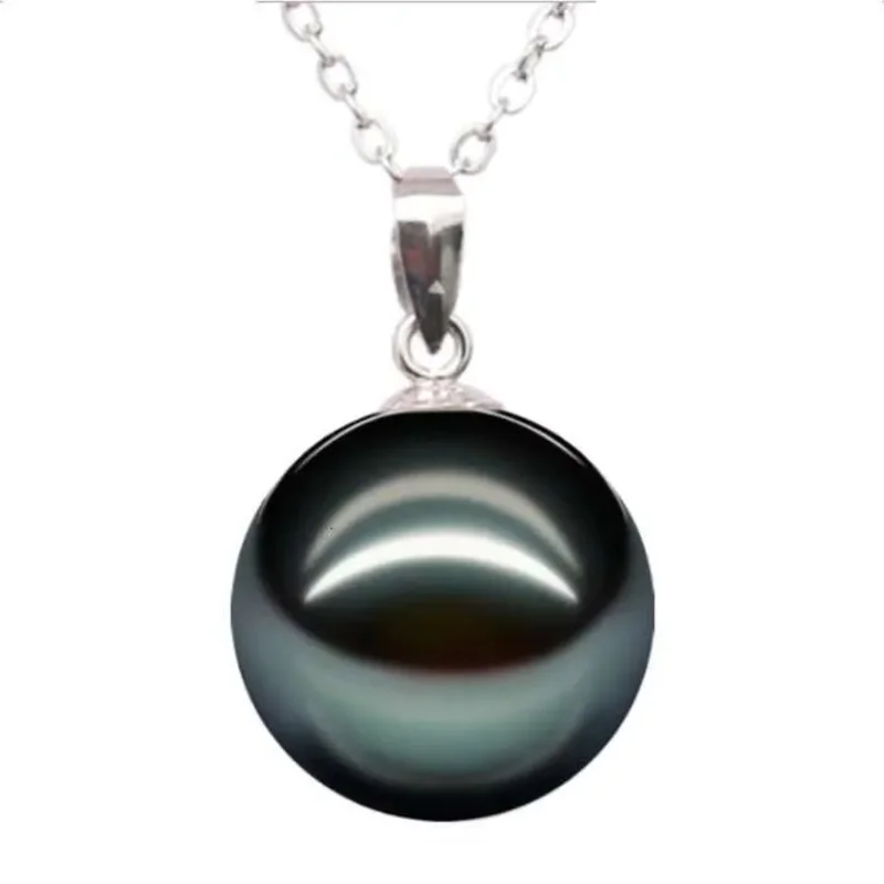 

White Gold 9-10mm 3a Simple Natural Bla Tahitian Tahiti Pearl Pendant