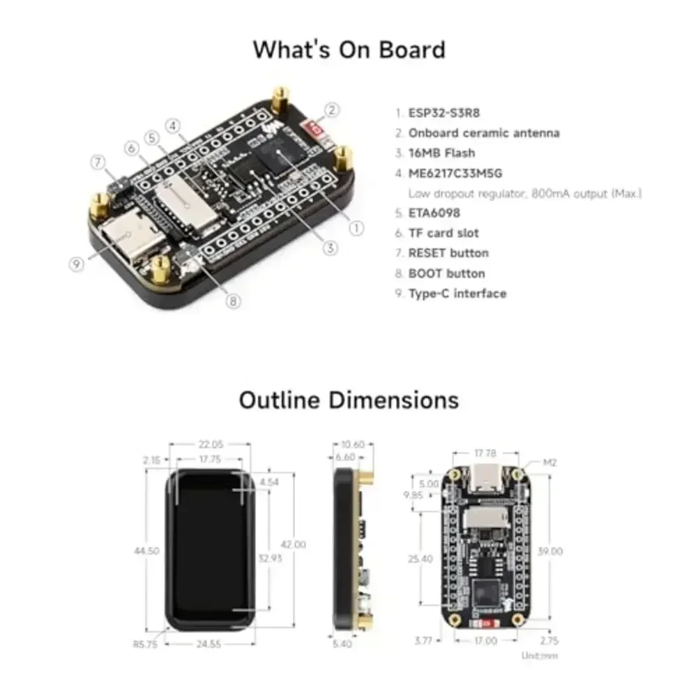 

ESP32s-C6 1,47-дюймовая макетная плата сенсорного дисплея поддерживает Wi-Fi 6 Bluetooth ESP32s 1,47 дюйма 172 × 320 Тип дисплея для Arduino