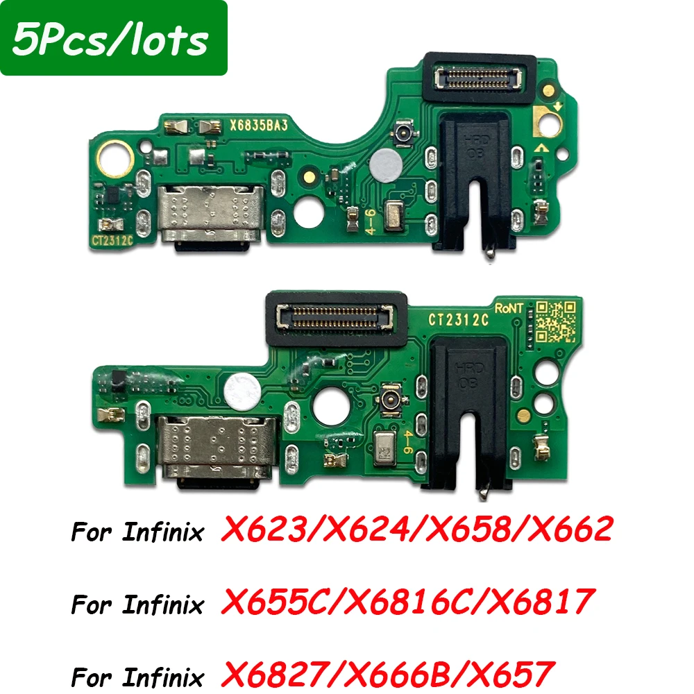 5Pcs，USB Charging Port Charger Board Flex Cable For Infinix Hot 9 Play 10 Lite 10i 11 20 7 9 12 Dock Plug Connector With Micro