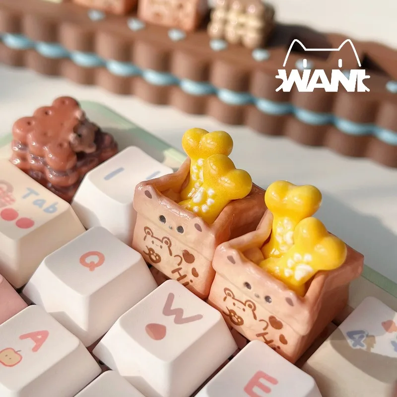 Bone Cookie Theme Handmade Keycaps Customized Resin MX Personality Point Keyboard Cap for Mechanical Keyboard Accessories Gifts