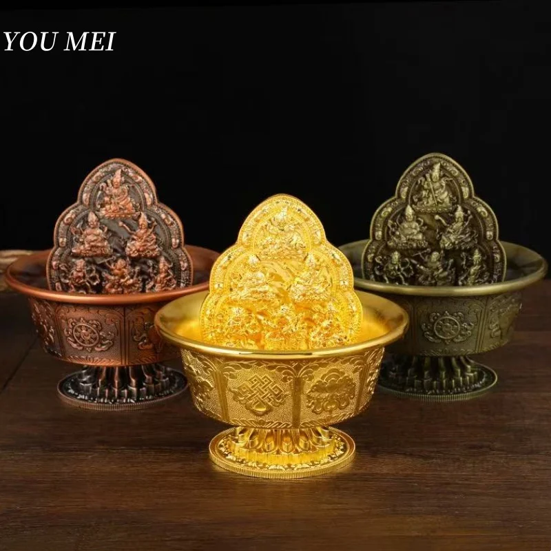 

Buddhism Guardian God of Wealth Tray,Engraving Auspicious Tibetan Bronze Alloy Altars Buddha Bowl,Holy Water Plate,Buddhist Item
