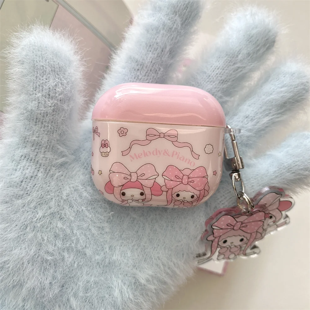 

Fashion polka dot bow cute Melody headphone case protective cover for Apple Airpods Pro 3 Pro 2 cover with charm Airpods 4 3 2