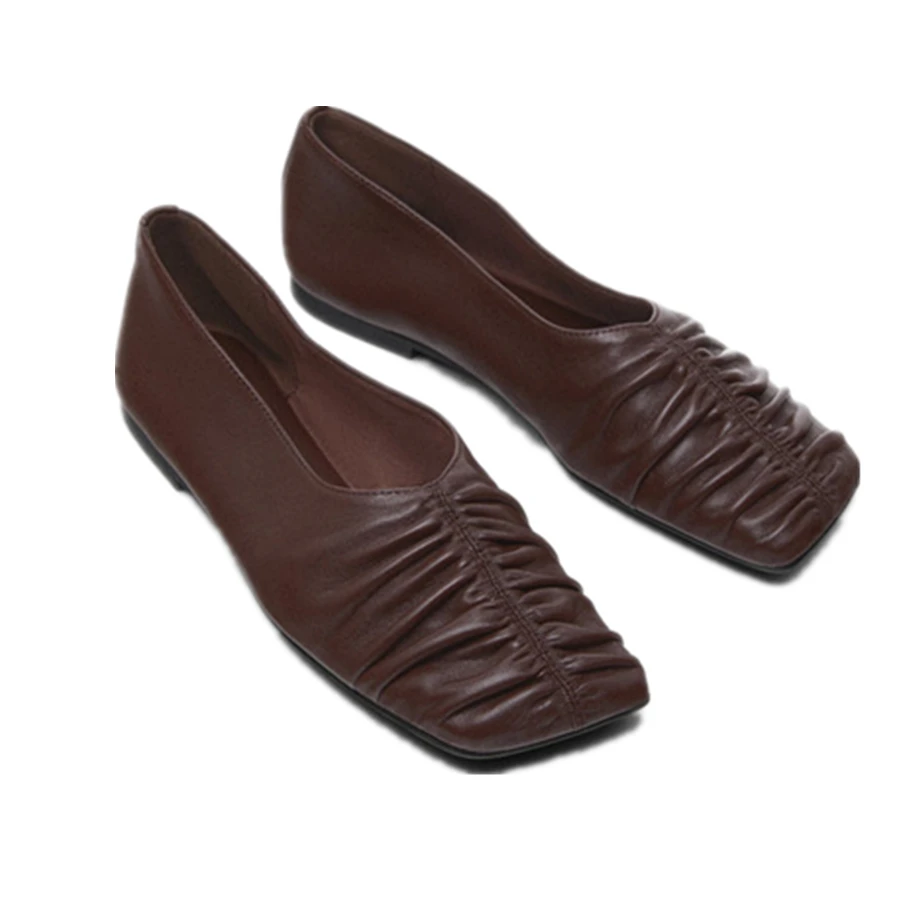 

Jenny&Dave 2026 Minimalist Women's Shoes, Leather Pleated Ballet Flats Shoes Soft Single Shoes Women's Slip-On Loafers Women