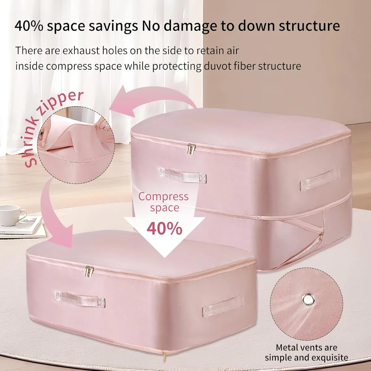1PC Self Compression Large Capacity Storage Bag Dustproof Moisture-Proof Suitable for Clothes Quilts Moving Home Organizer