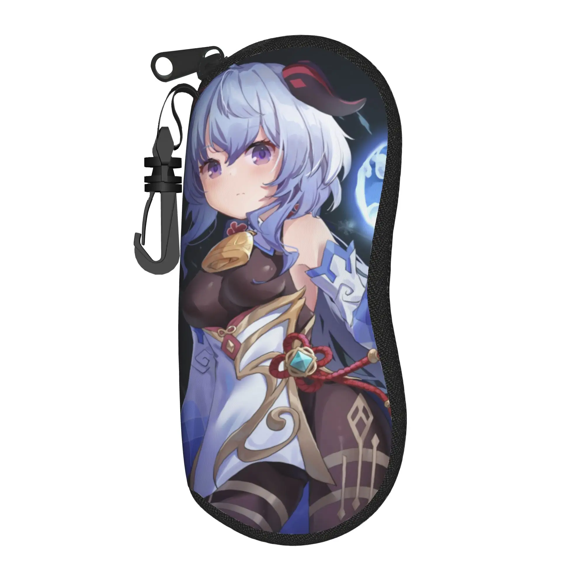 Sexy Ganyu Genshin Impact Glasses Case Unisex Anti-Fall Zipper Anime Eyewear Storage Box Ultra Eye Contacts Case