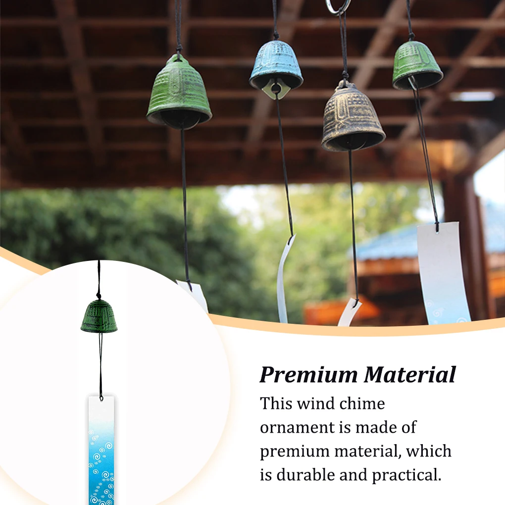 Japanese Style Wind Bell Metal Chime Pendant Indoor Cast Iron Hanging Ornament Room Decorating Accessories Blue