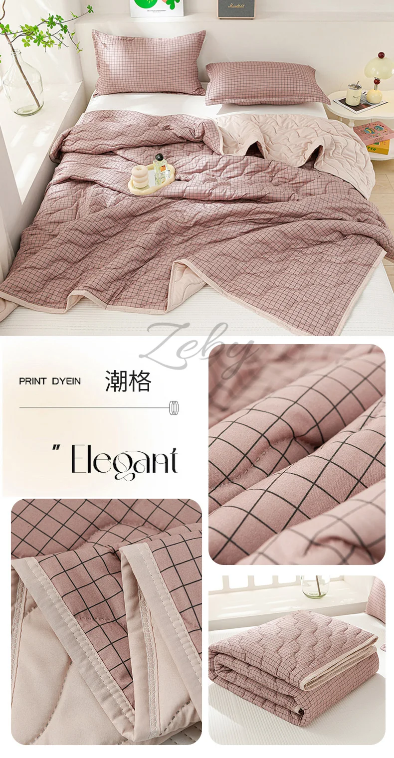 Breathable Quilted Summer Blanket Cooling Skin-friendly Comforter Soft Lightweight Quilt Well-vetilated Single Double  Duvet Set