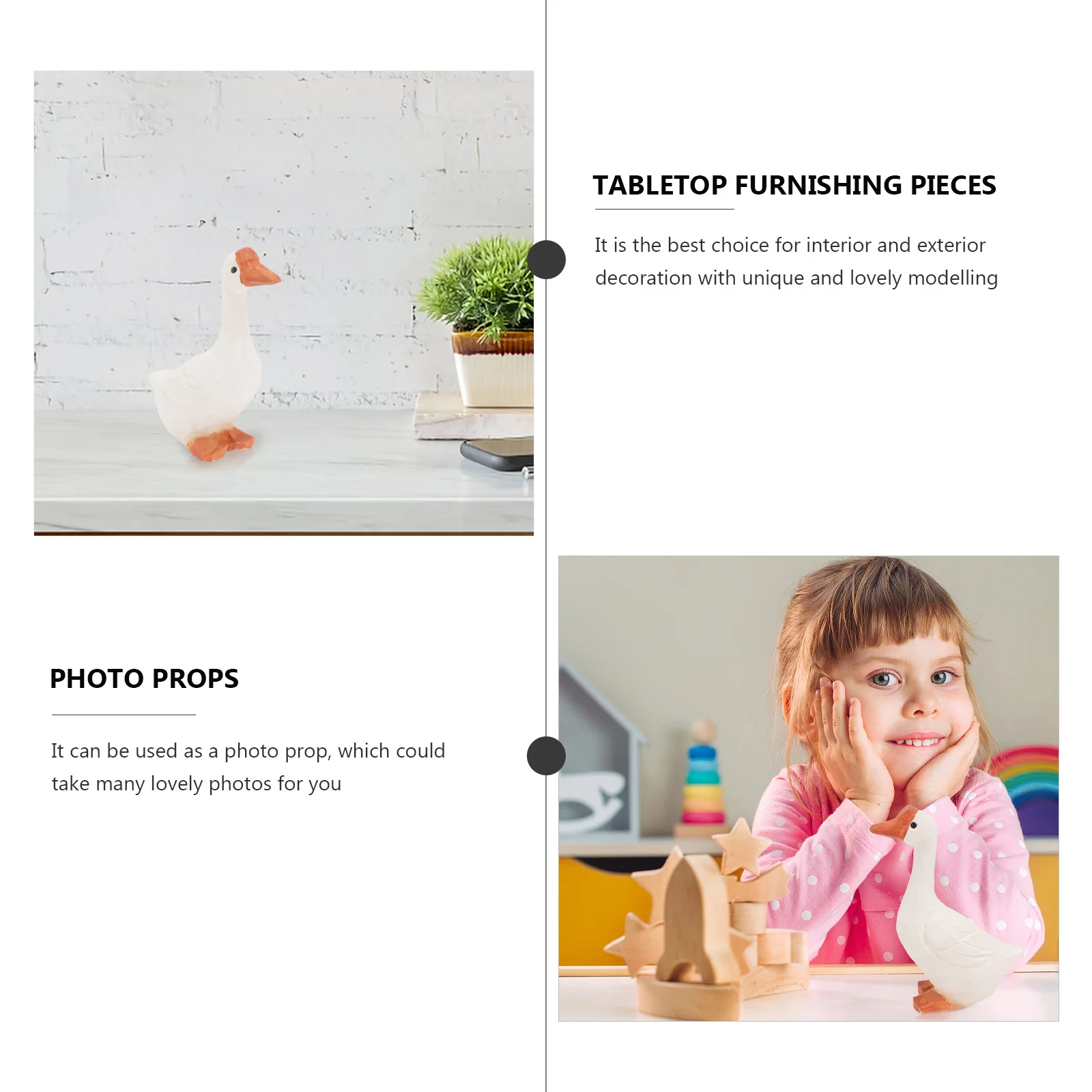 

1Pcs Natural Wooden Goose Sculpture Art Crafts Exquisite Workmanship Safe Desktop Decoration Birthday Present White