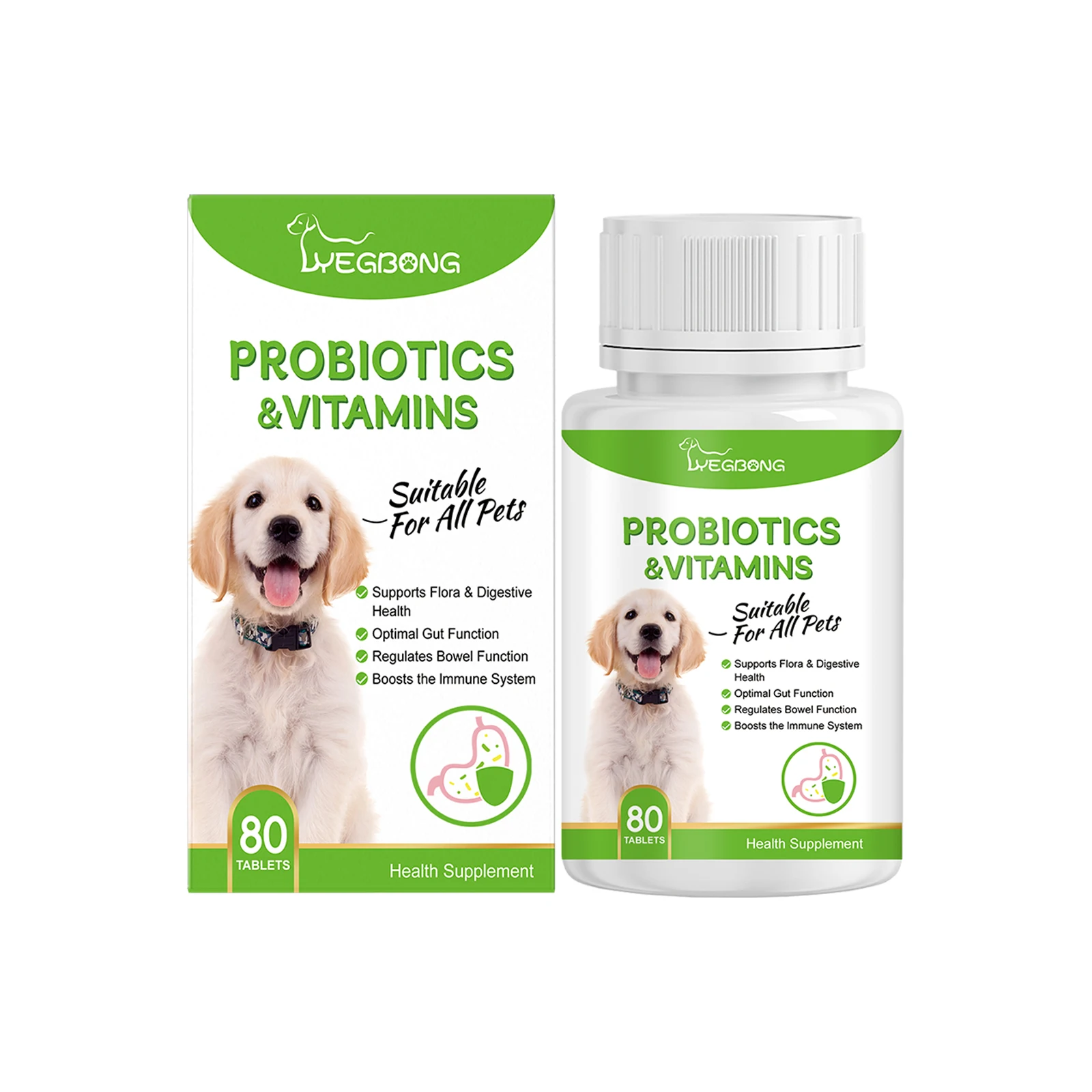 Pet Probiotic Tablets For Cats Dogs, Multivitamin Supplement To Improve Gut Health And Boost Pet Immunity