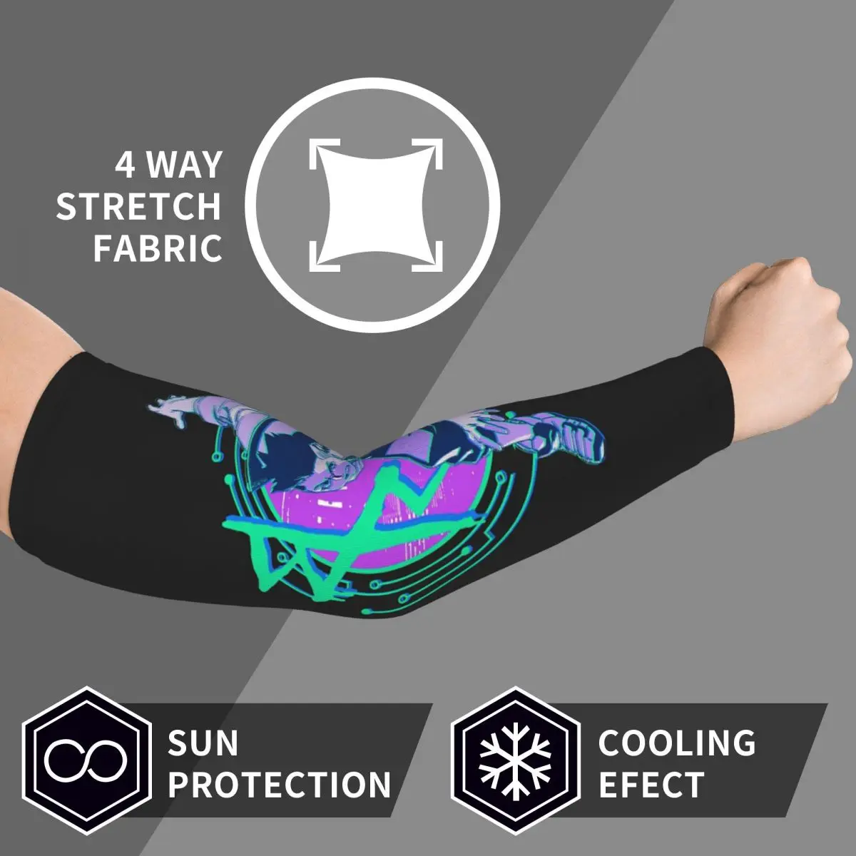 David Cyberpunk Edgerunners C أكمام أذرع تبريد للرجال والنساء للحماية من أشعة الشمس فوق البنفسجية وتغطية الوشم الرياضية والتبريد وركوب الدراجات