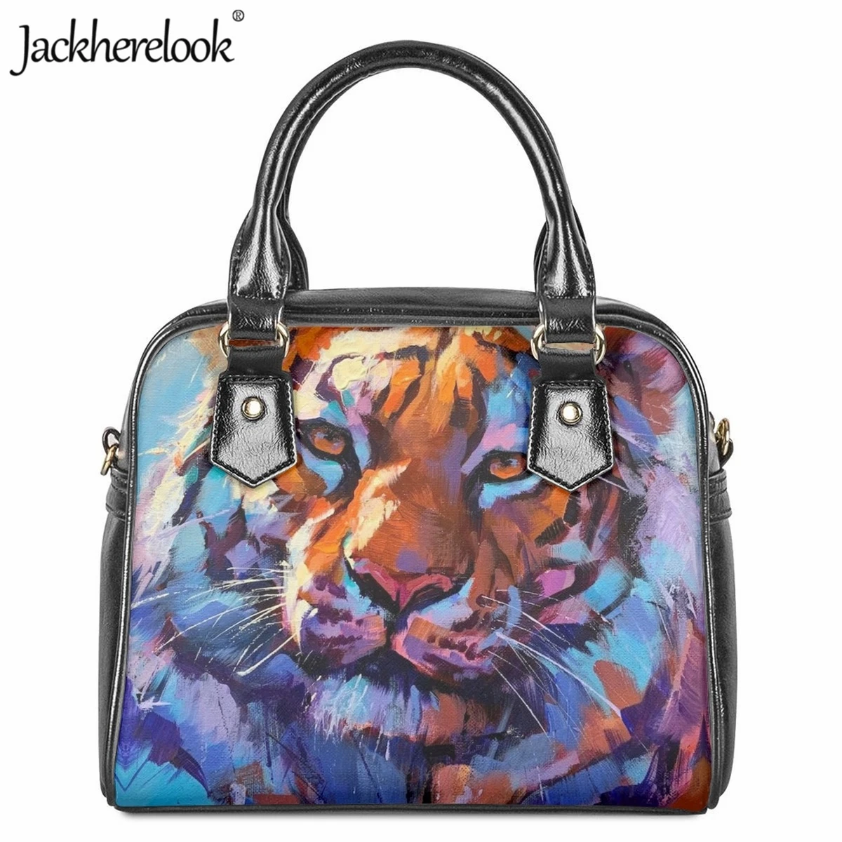 Jackherelook Women's Fashion Art Shoulder Bag Animal Tiger Print Design Ladies Messenger Bag Luxury Leather Shopping Handbag