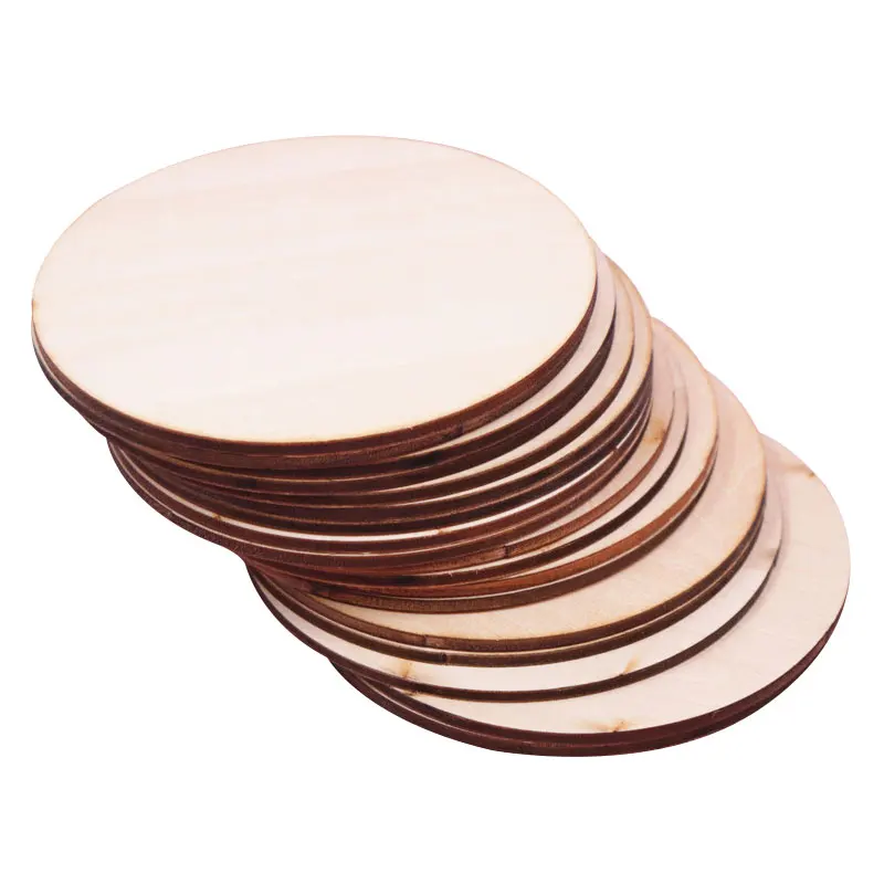 100pcs/set 4-7cm Natural Blank Wood Pieces Slice Round Unfinished Wooden Discs DIY Crafts for Painting Wedding Party Decoration