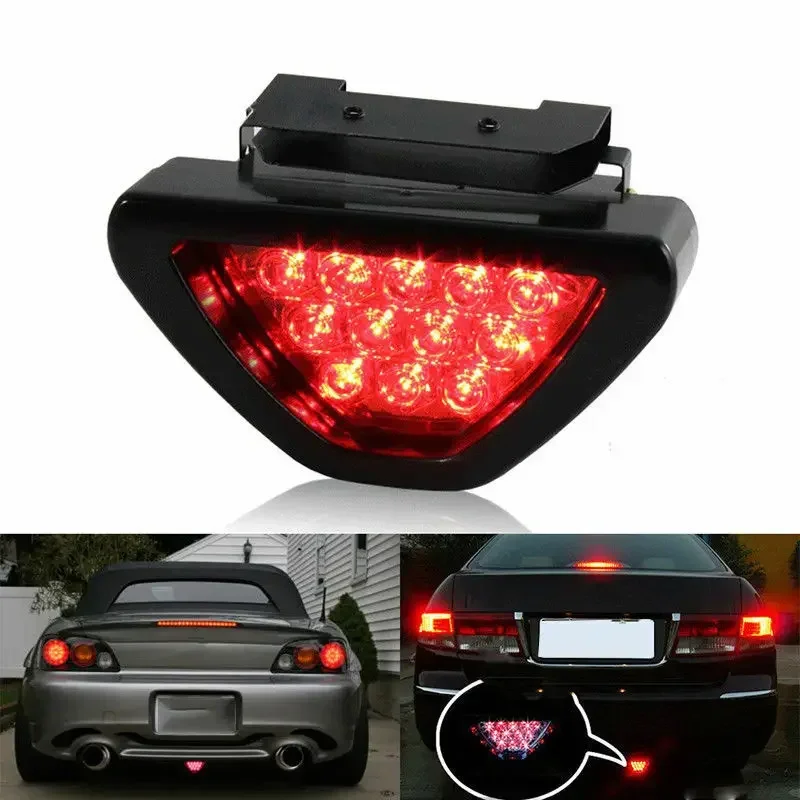 Universal Car Motorcycle LED Rear Stop Tail Light F1 Triangle Type Brake Light Flash Strobe Fog Lamp Warning Light Car Parts