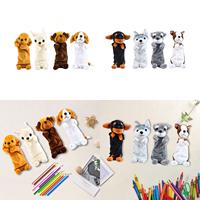 4x Plush Dog Shaped Pencil Cases Purses Cosmetic Bags for Travel Child Teens