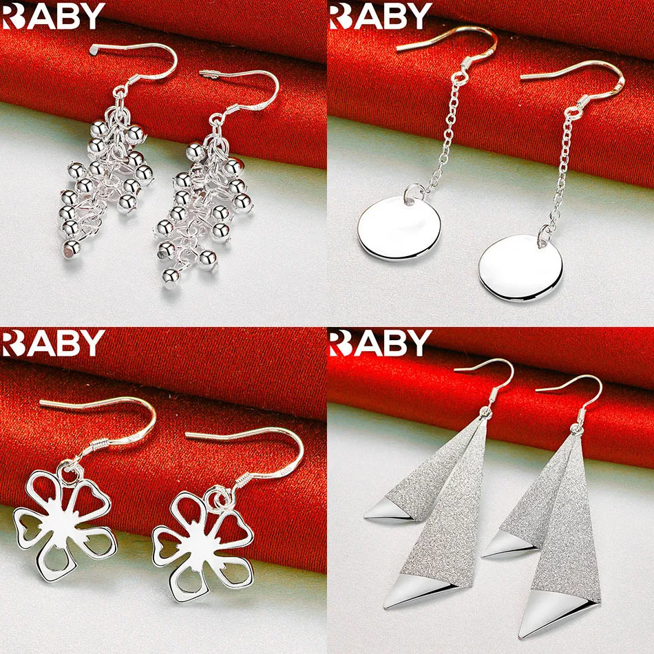 

URBABY 925 Sterling Silver Geometric Drop Earrings For Women Anniversary Gift Popular Wild Fashion Romantic Jewelry