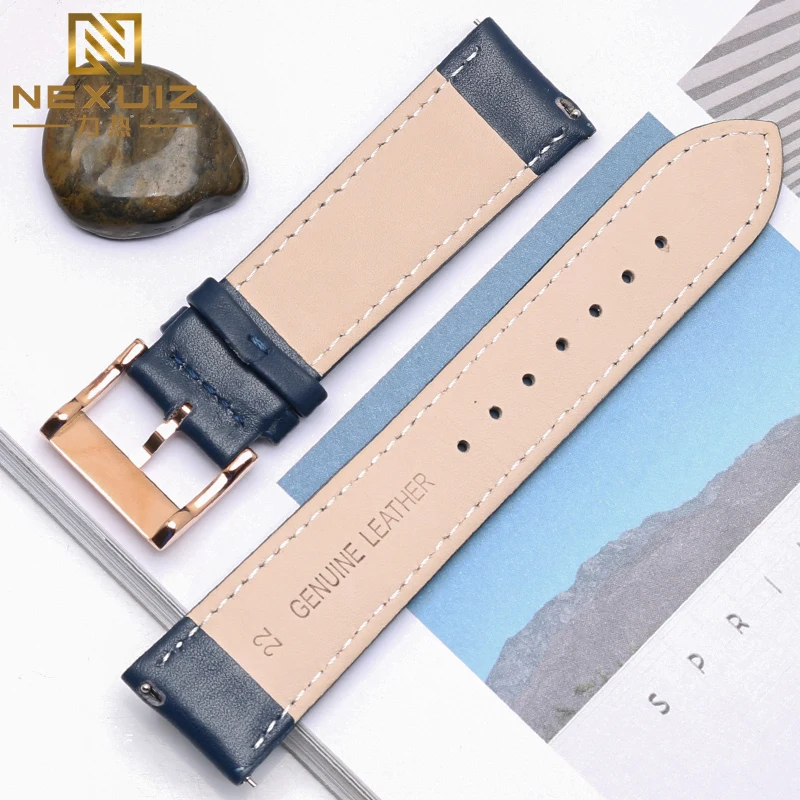 Hoge kwaliteit Quick release Horlogeband Voor FOSSIL FS5061 FS5237 ME3052 3054 Mannen 20 22 24mm Zwart Blauw Dermis koeienhuid Horlogeband