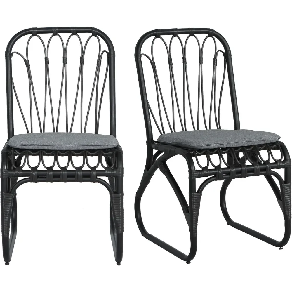 

Outdoor PE Wicker Dining Chairs with Washable Cushion Set of 2, Outdoor Rattan Chairs for Backyard, Poolside, Garden, Patio