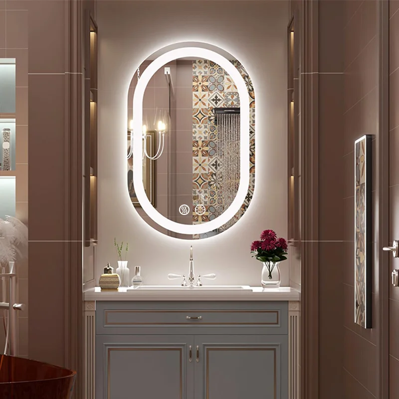 

Умное LED-зеркало для ванной, с функцией антизапотевания, настенное, с подсветкой и сенсорным управлением для макияжа