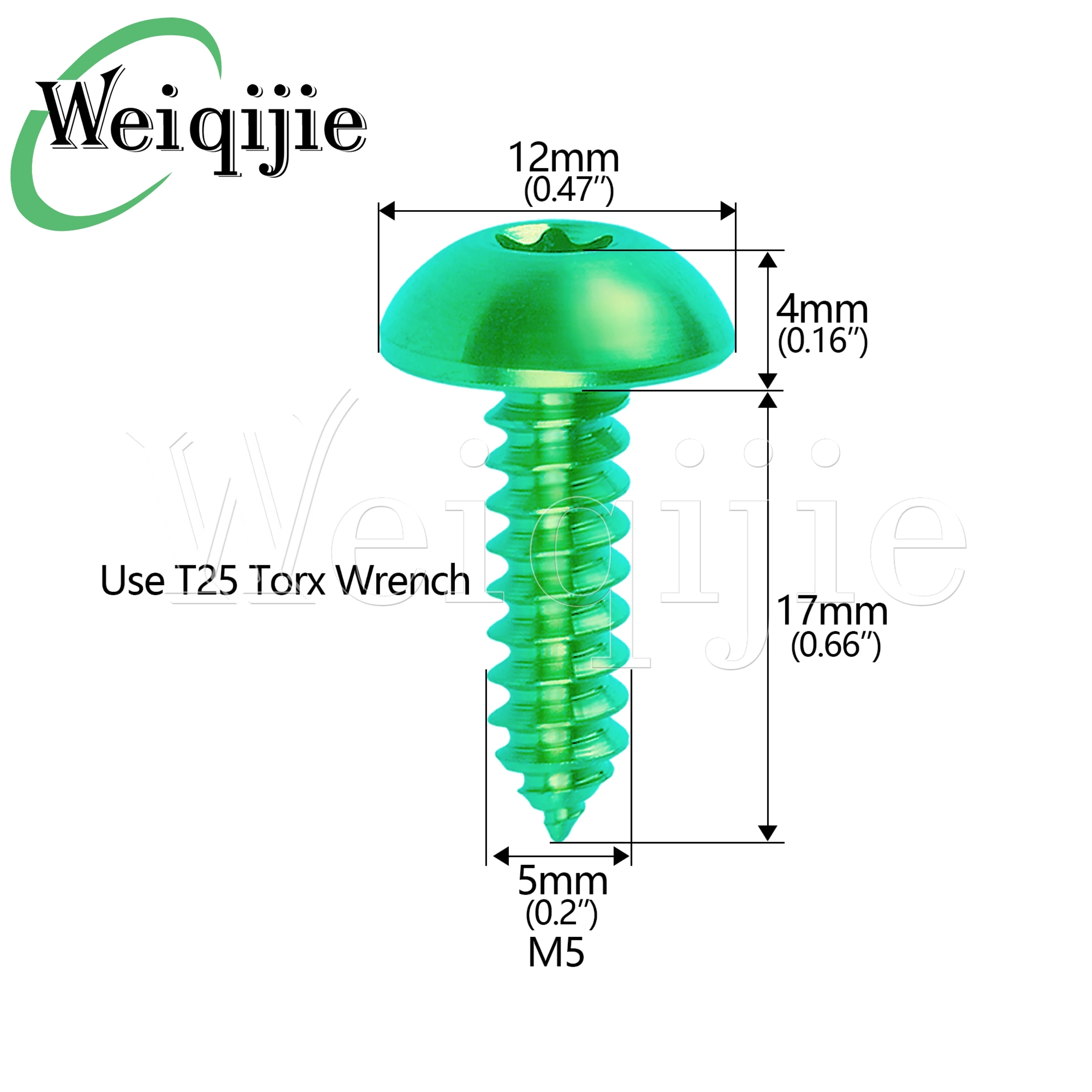 Weiqijie 6PCS Titanium Alloy M5x17mm Half-Round Head Self-Tapping Screws Nice Choice for Bicycle Modifications