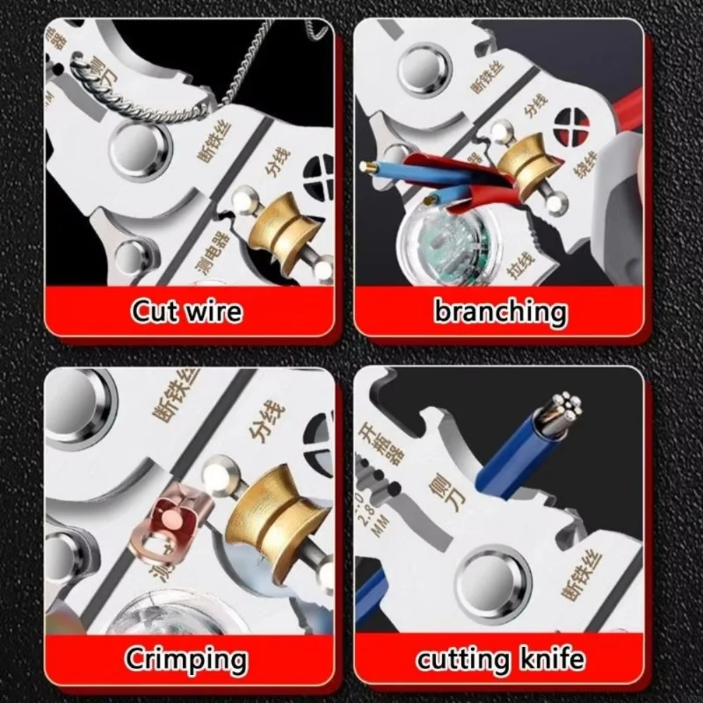 Premium 10-in-1 Foldable Wire Stripper Built in Clamp Meter, Heavy Duty Electrician Scissors for Cable Cutting
