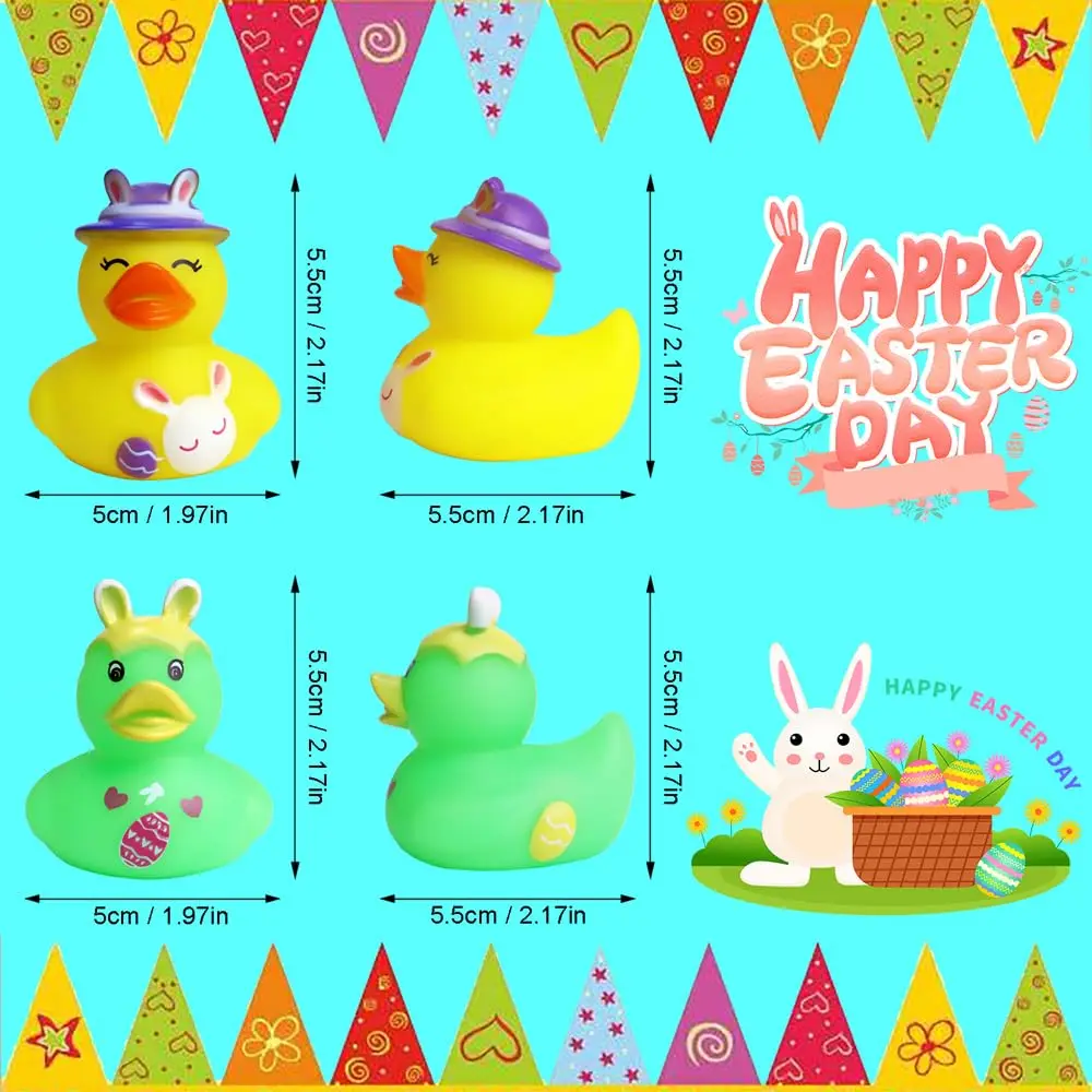 24/48PC Easter Party Favors Rubber Ducks Bath Toys Assorted Duckies for Kids Easter Egg Hunting Goodie Bag Fillers Easter Party