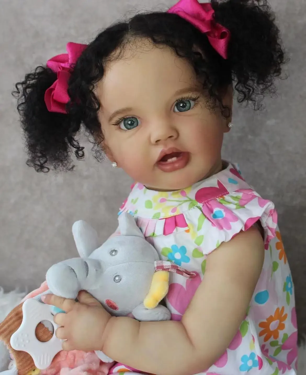 DLS Customized Limited Supply 24inch Reborn Baby Lottie Hand-Rooted Curly Black Hair Already Finished Doll Different Dress