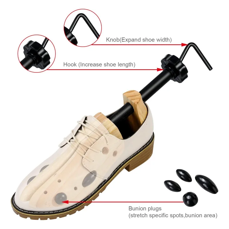 1pcs Wooden Shoe Trees Adjustable Shoe Stretcher Expander Men Women Unisex Length Width Shoes for Wide Feet Extender Keepe Heels