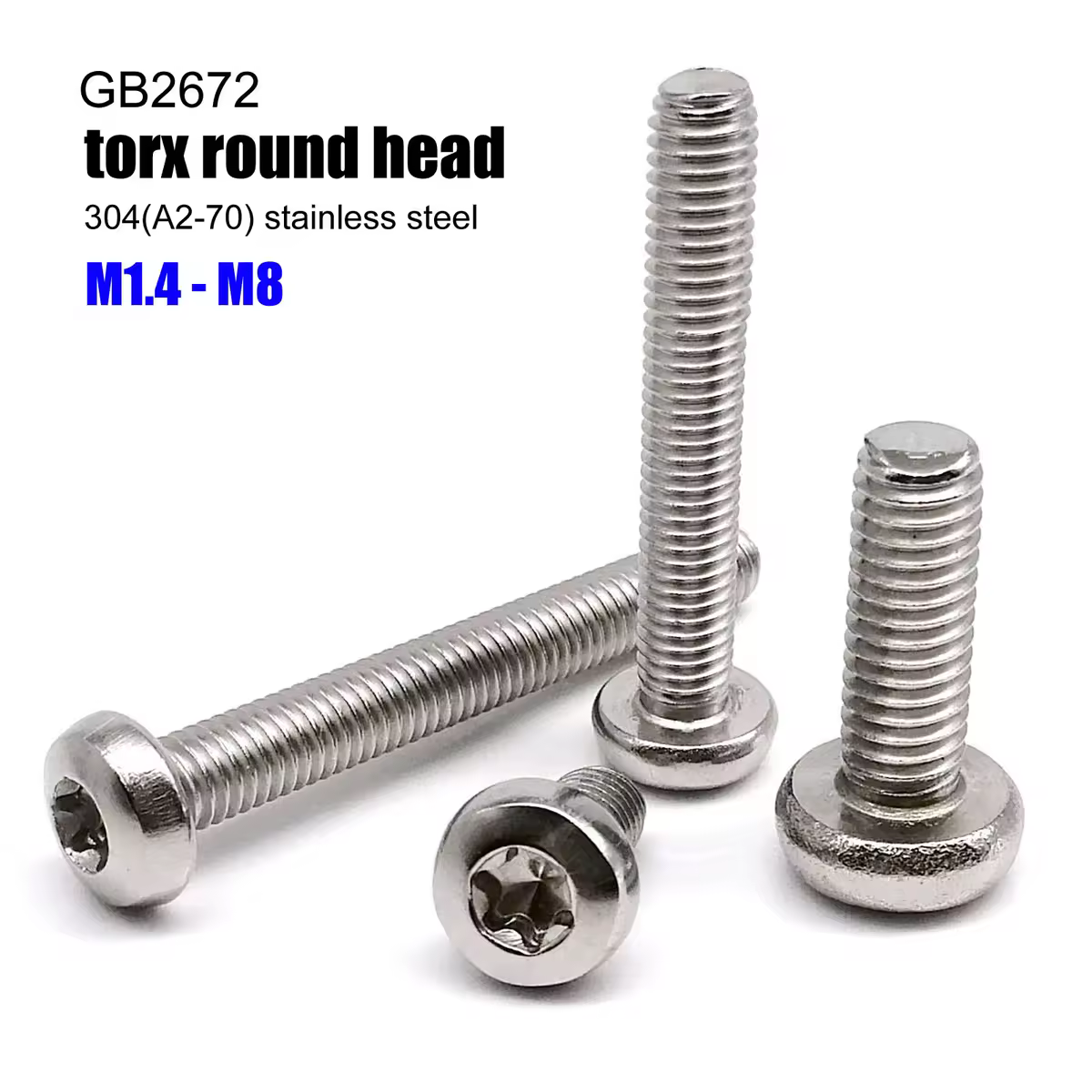 M1.4 M1.6 M2 M2.5 M3 M4 M5 M6 M8 GB2672 Шестигранный винт Torx с круглой головкой из нержавеющей стали 304 A2-70, удлиненный на 3-100 мм
